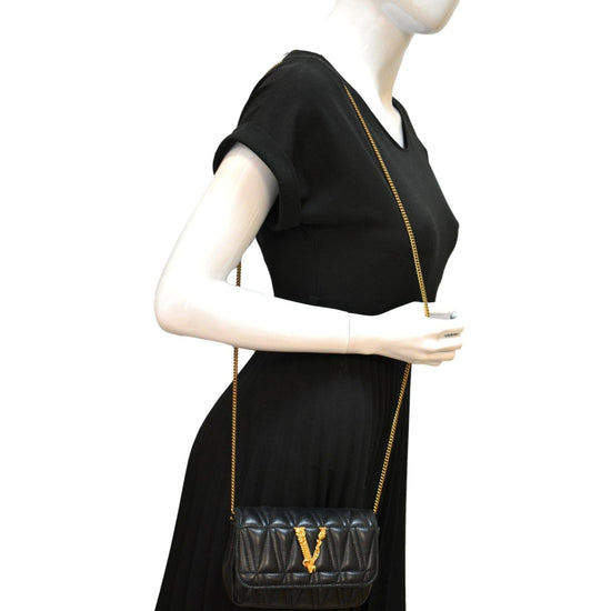 Virtus leather crossbody bag Versace Black in Leather - 35306964