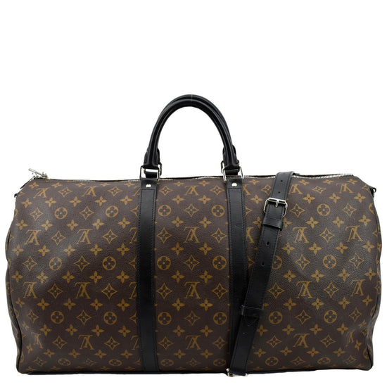 LOUIS VUITTON Keepall Bandouliere 55 Monogram PVC Brown Gold