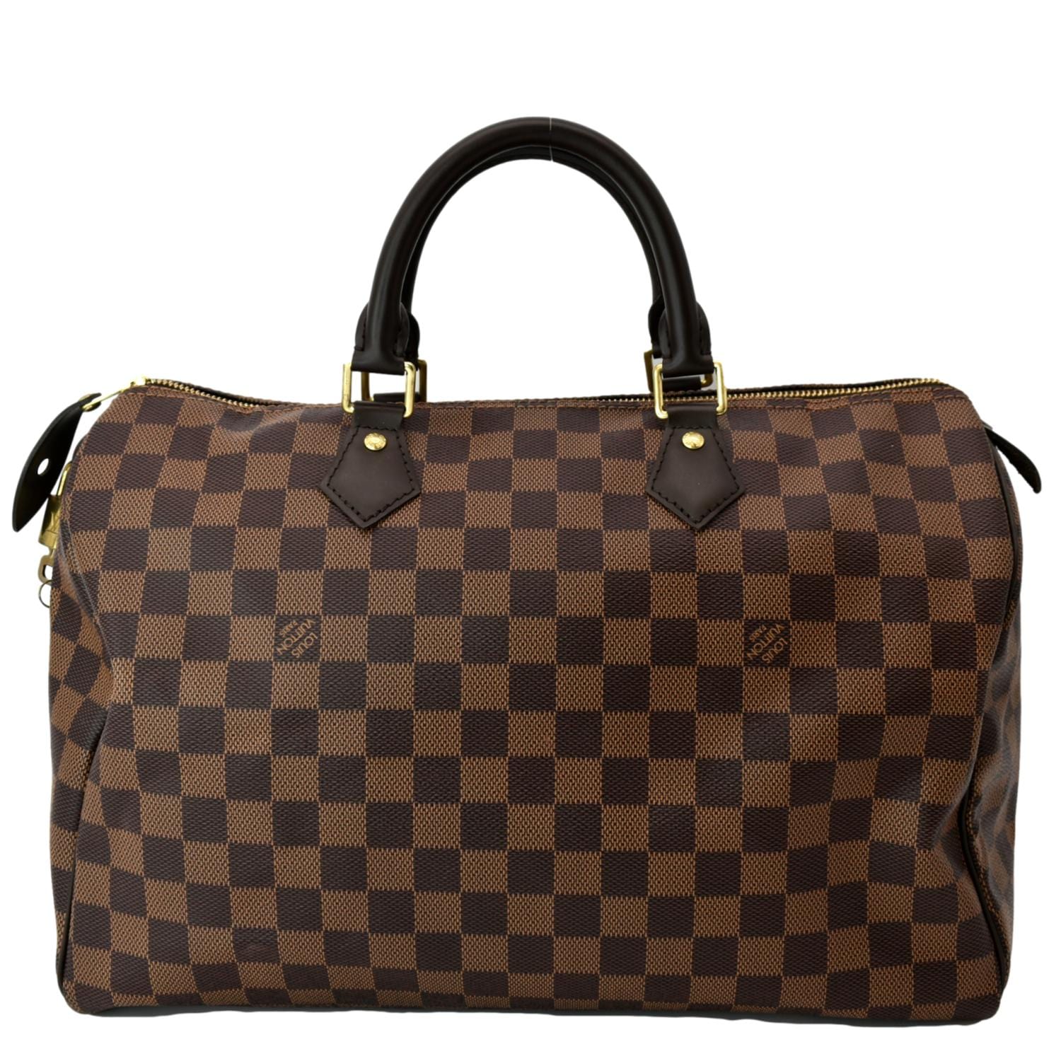 Louis Vuitton Speedy 35 Damier Ebene Satchel Bag Brown