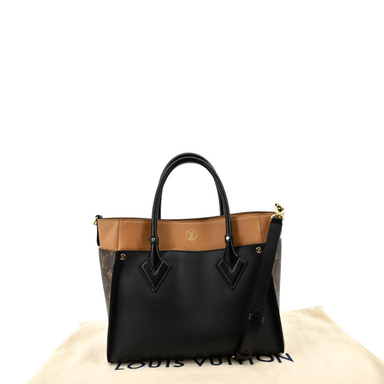 Louis Vuitton On My Side Tote MM Black,Brown Canvas,Leather