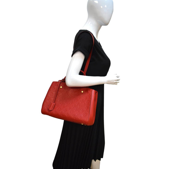 Rare Louis Vuitton Empreinte Montaigne MM Poppy Red M41194 Excellent  Condition