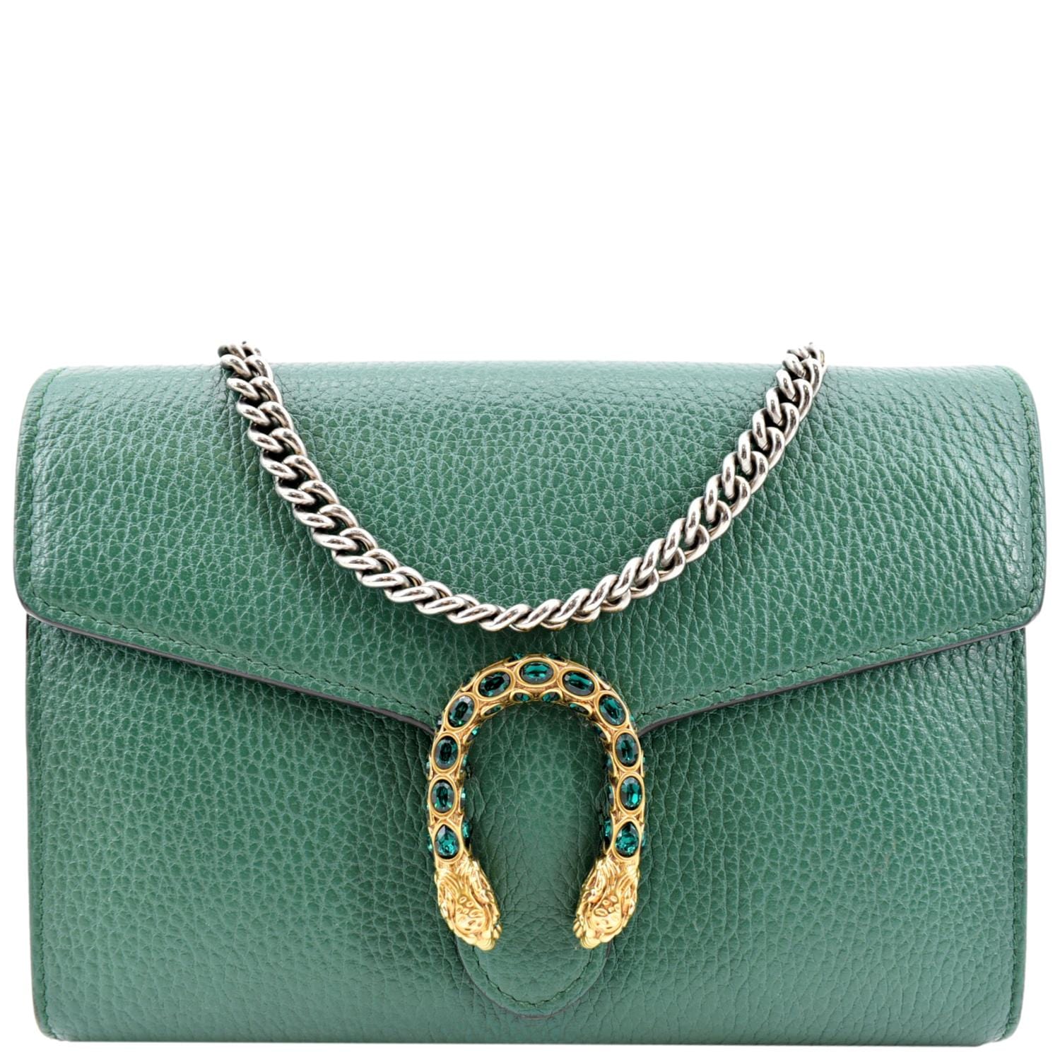 Dionysus leather shoulder bag in emerald green leather