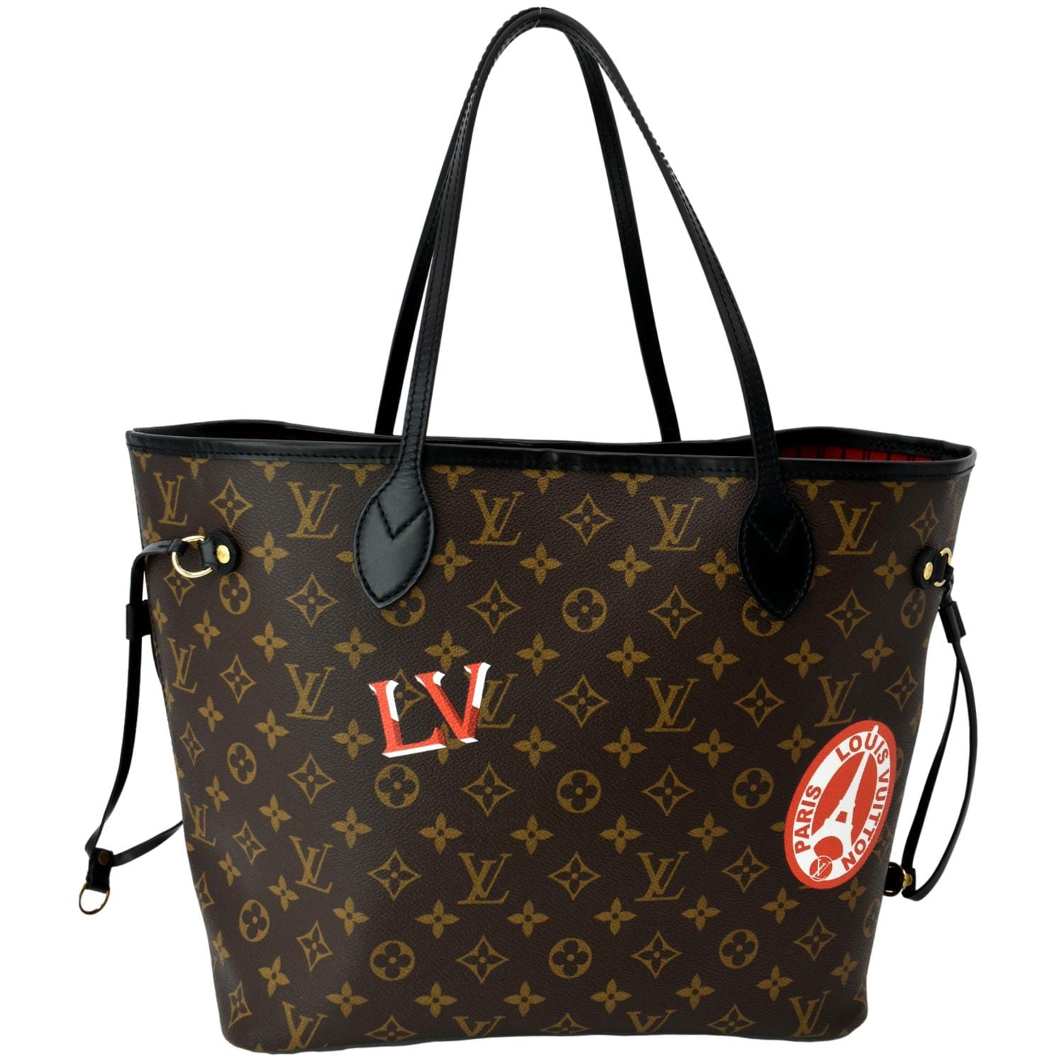 LOUIS VUITTON Neverfull MM My LV World Tour Shoulder Bag Brown/Black