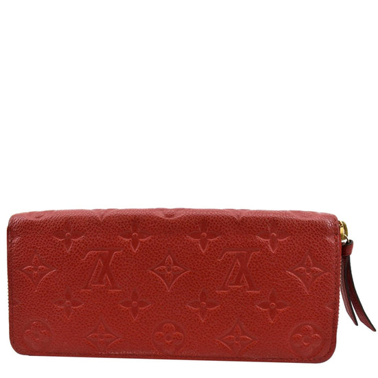 Louis Vuitton Clemence Empreinte Leather Wallet Red