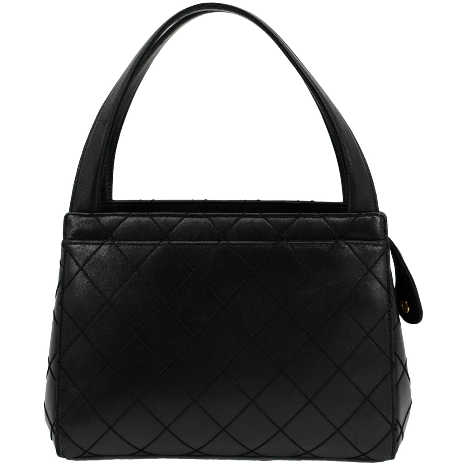 Chanel Small Vintage Lambskin Leather Handbag in Black