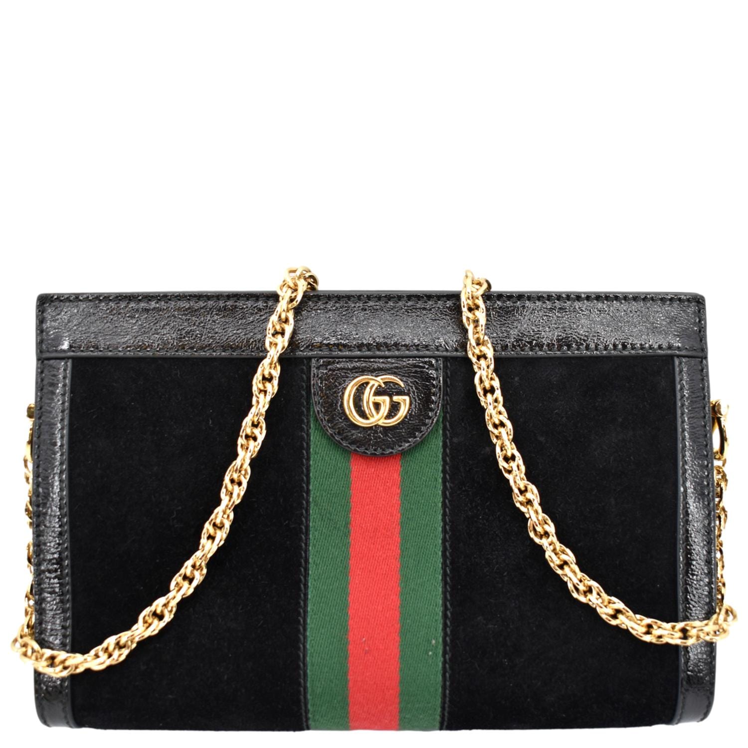 Gucci OPHIDIA Medium Top Handle Bag Black Leather, Pre-owned