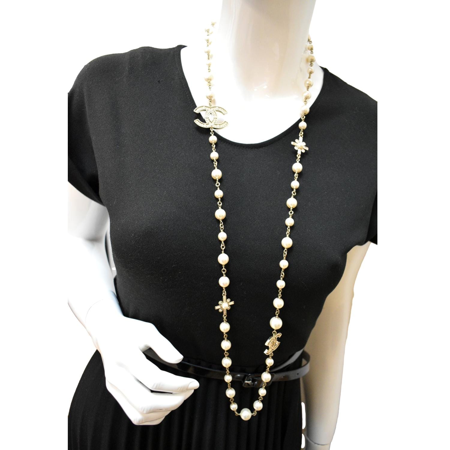 Chanel Pearl and Gold Extra Long Necklace at 1stDibs