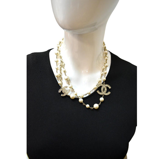 CHANEL Pearl Crystal CC Long Necklace - Sold