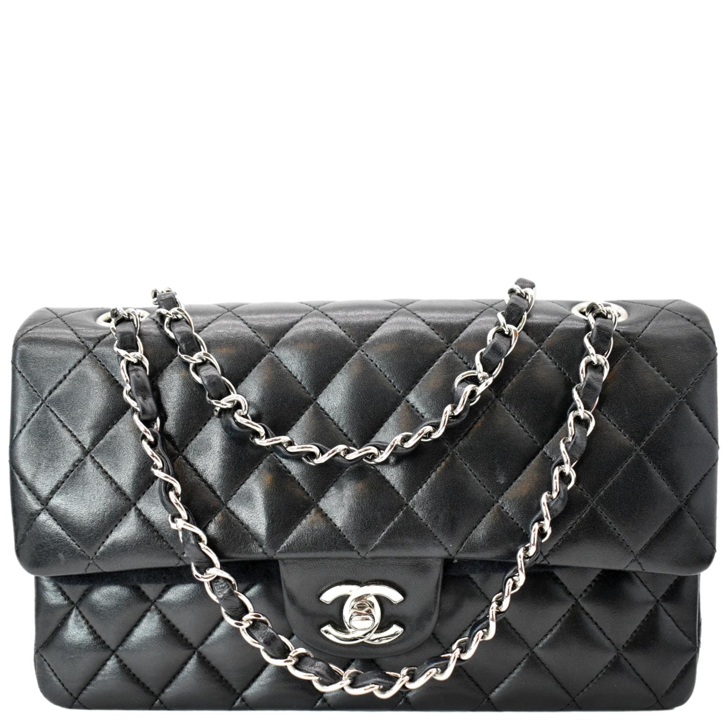 Chanel Medium Double Flap Lambskin Leather Shoulder Bag