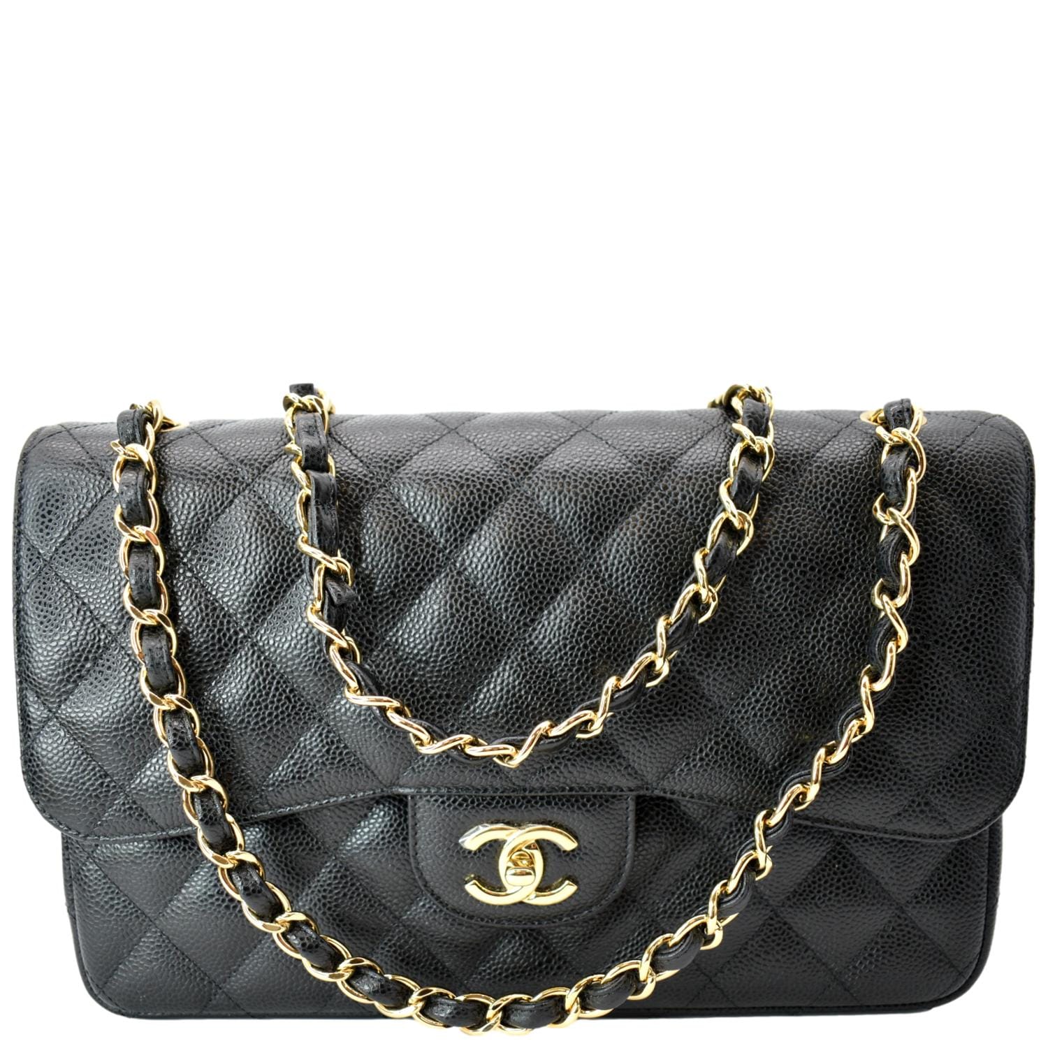 Chanel Dark Brown Quilted Caviar Leather Jumbo Classic Double Flap Bag  Chanel