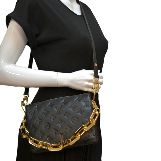 Coussin flap leather crossbody bag Louis Vuitton Black in Leather