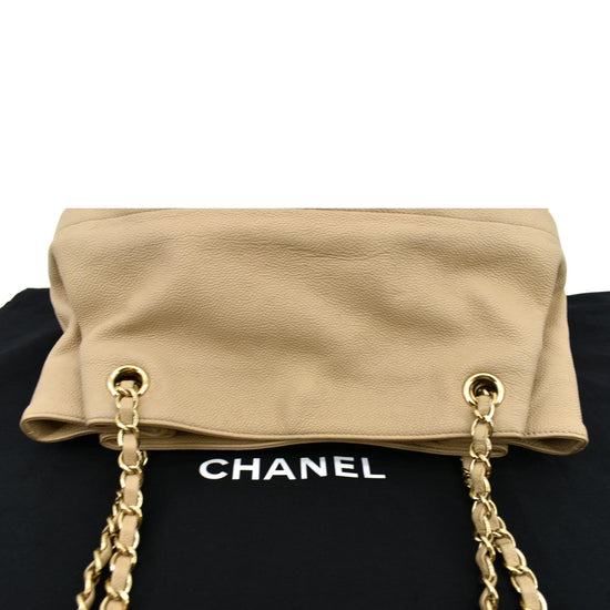 Chanel Zip Carry Grained Calfskin Leather Shopping Tote Bag