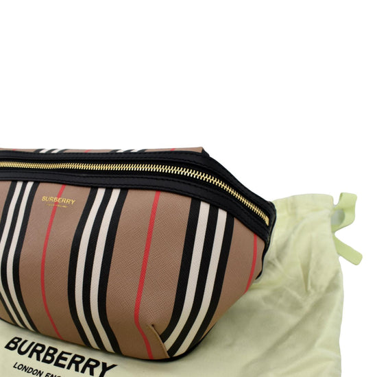 BURBERRY E-Canvas Icon Stripe Sonny Bum Bag Archive Beige 1300592