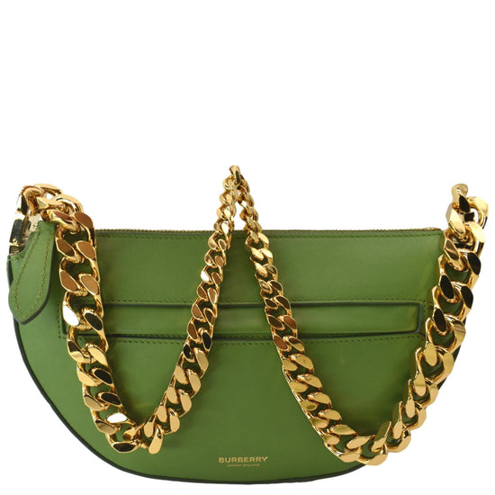 Burberry Small Olympia Shoulder Bag Olive Green Leather
