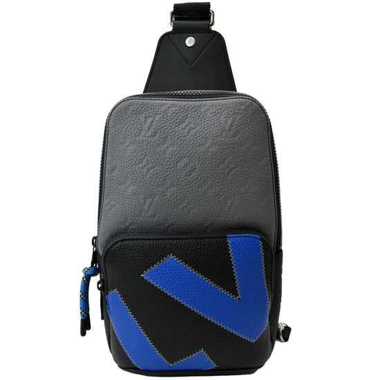 LOUIS VUITTON Avenue Sling Monogram Leather Crossbody Bag Blue