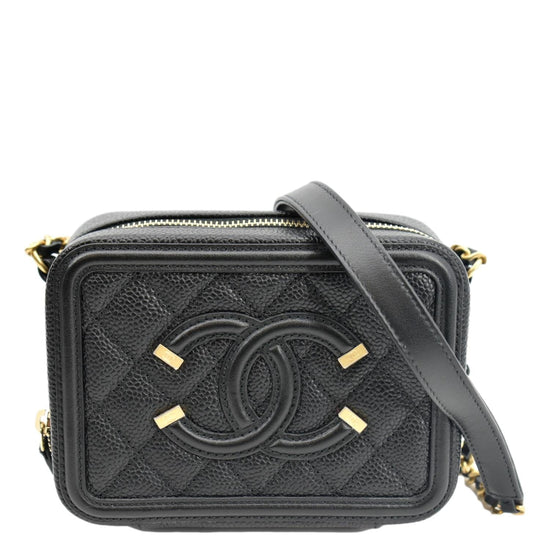 Chanel Navy Blue Quilted Caviar Leather Filigree Vanity Clutch with Chain  Bag - Yoogi's Closet