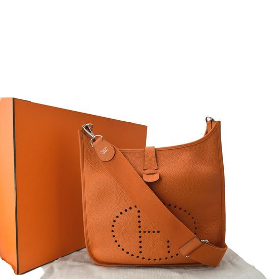 Evelyne crossbody bag Hermès Orange in Suede - 19036103