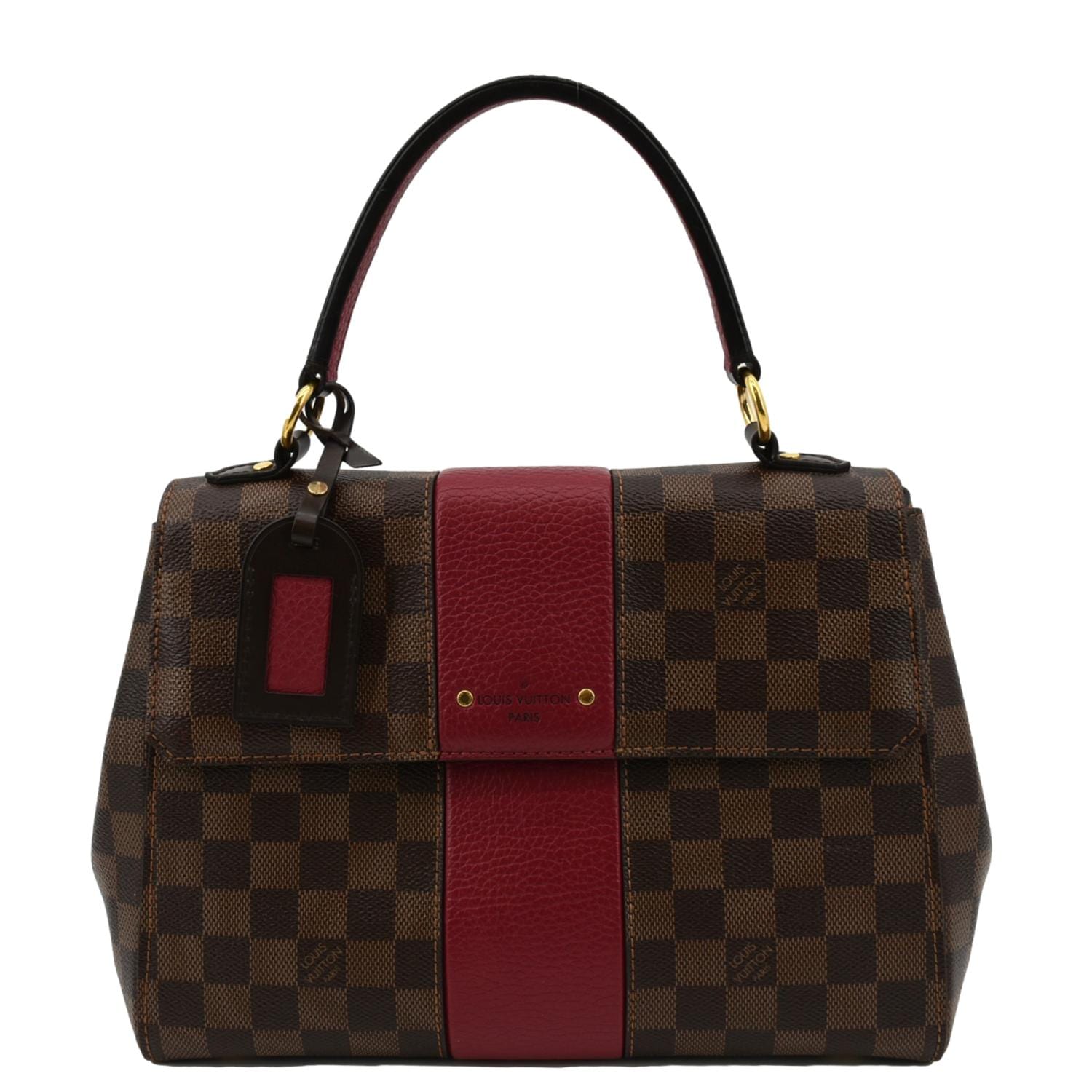 Louis Vuitton Bond Street Top Handle Bag Damier Burgundy Leather