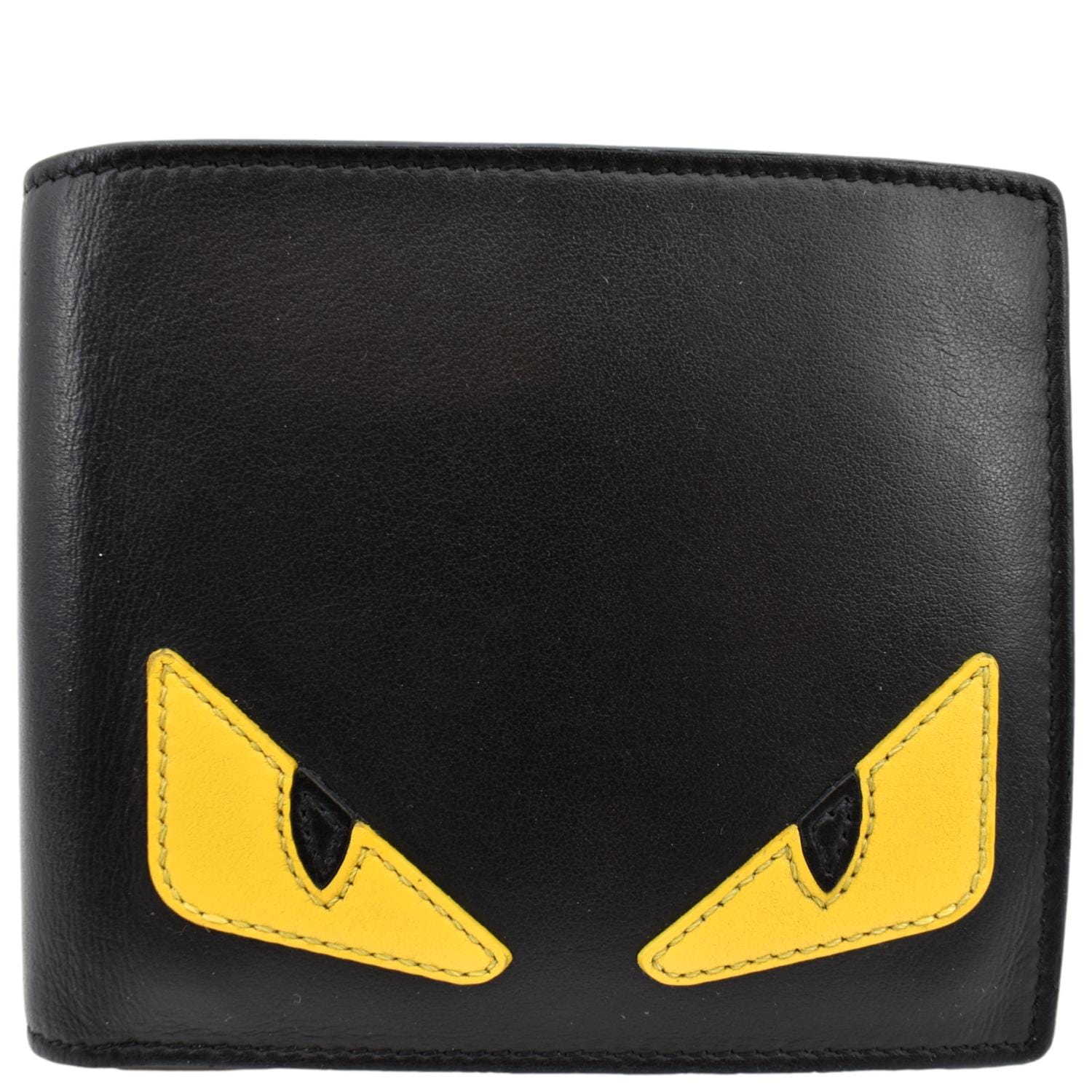 Fendi Monster Eyes Card Holder Leather Wallet - Black Wallets, Accessories  - FEN209601
