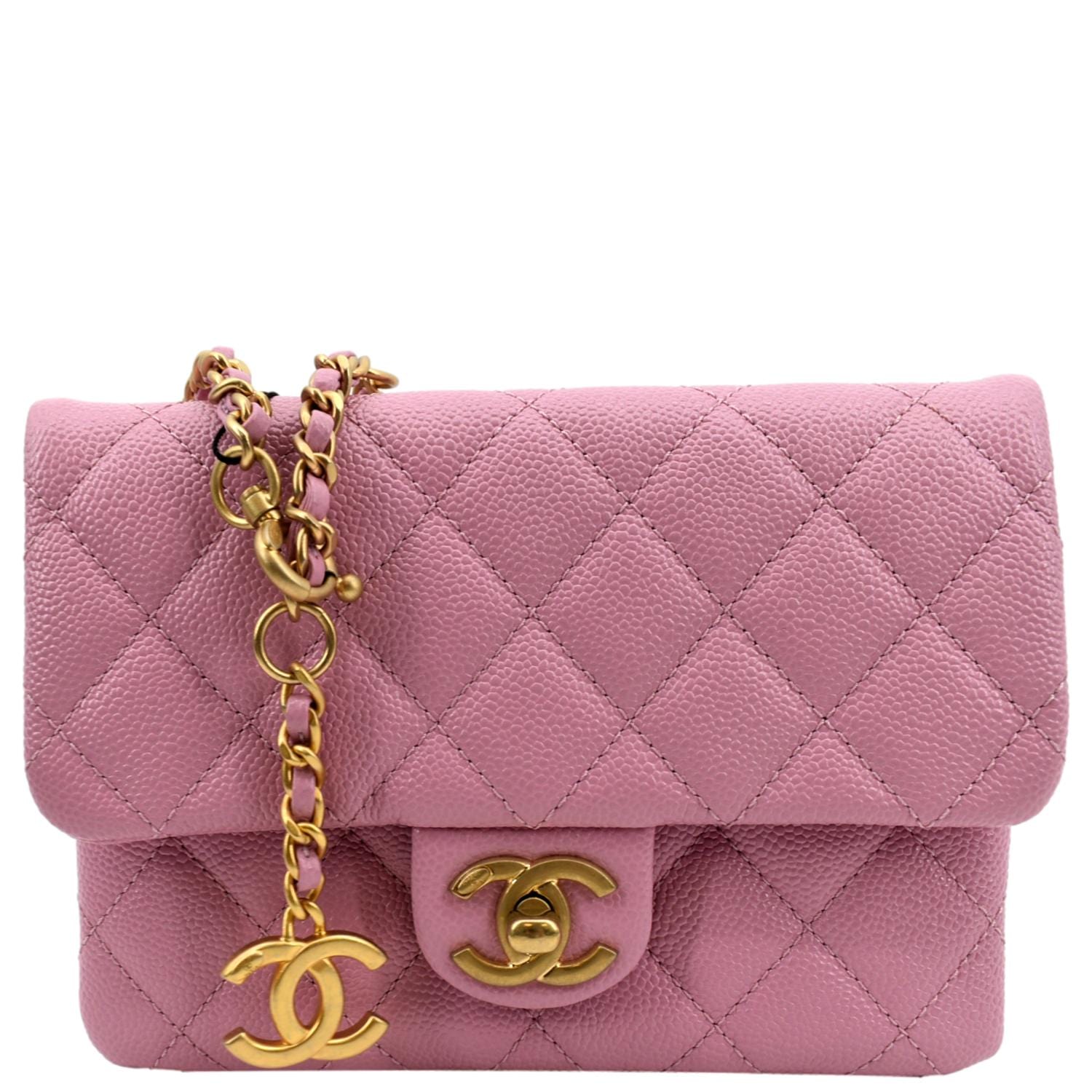 New CHANEL 22 Vanity Case Clutch Gold CHAIN Handle Pink Lambskin Pick me up  Bag  eBay