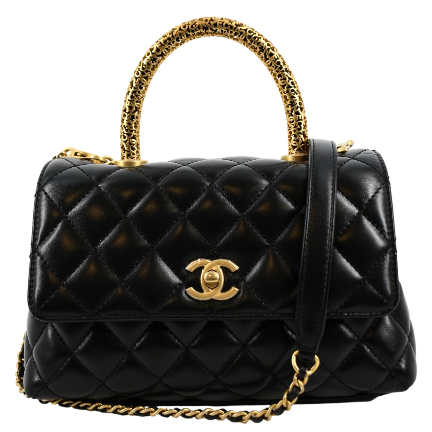 Chanel Top Handle Mini Flap Bag Size 20 Lambskin
