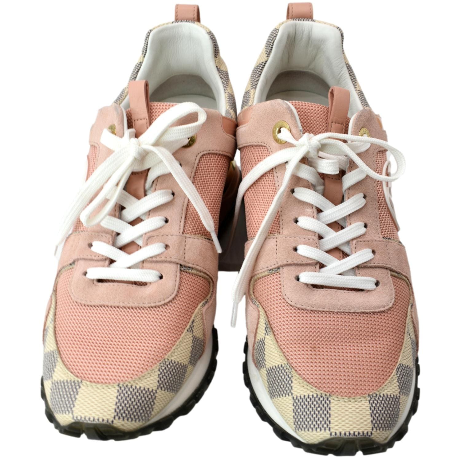 LOUIS VUITTON Runaway Suede Damier Azur Sneakers Pink Size 39