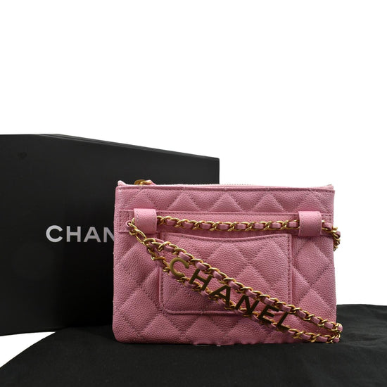 CHANEL PINK CAVIAR WAIST BELT BUM BAG TRAVEL FANNY PACK, New Made in Italy.