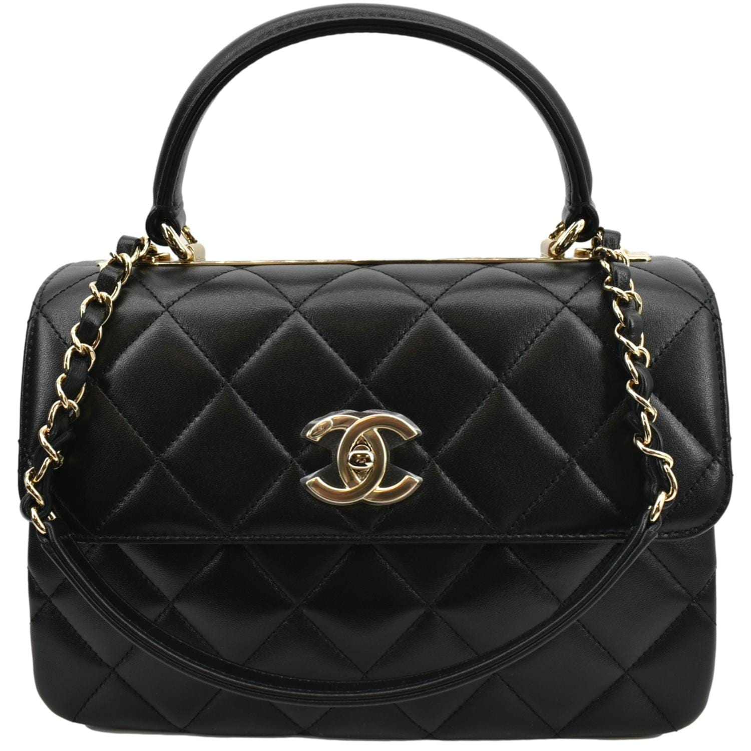 Chanel Lambskin Quilted Large Trendy CC Dual Handle Flap Bag Black