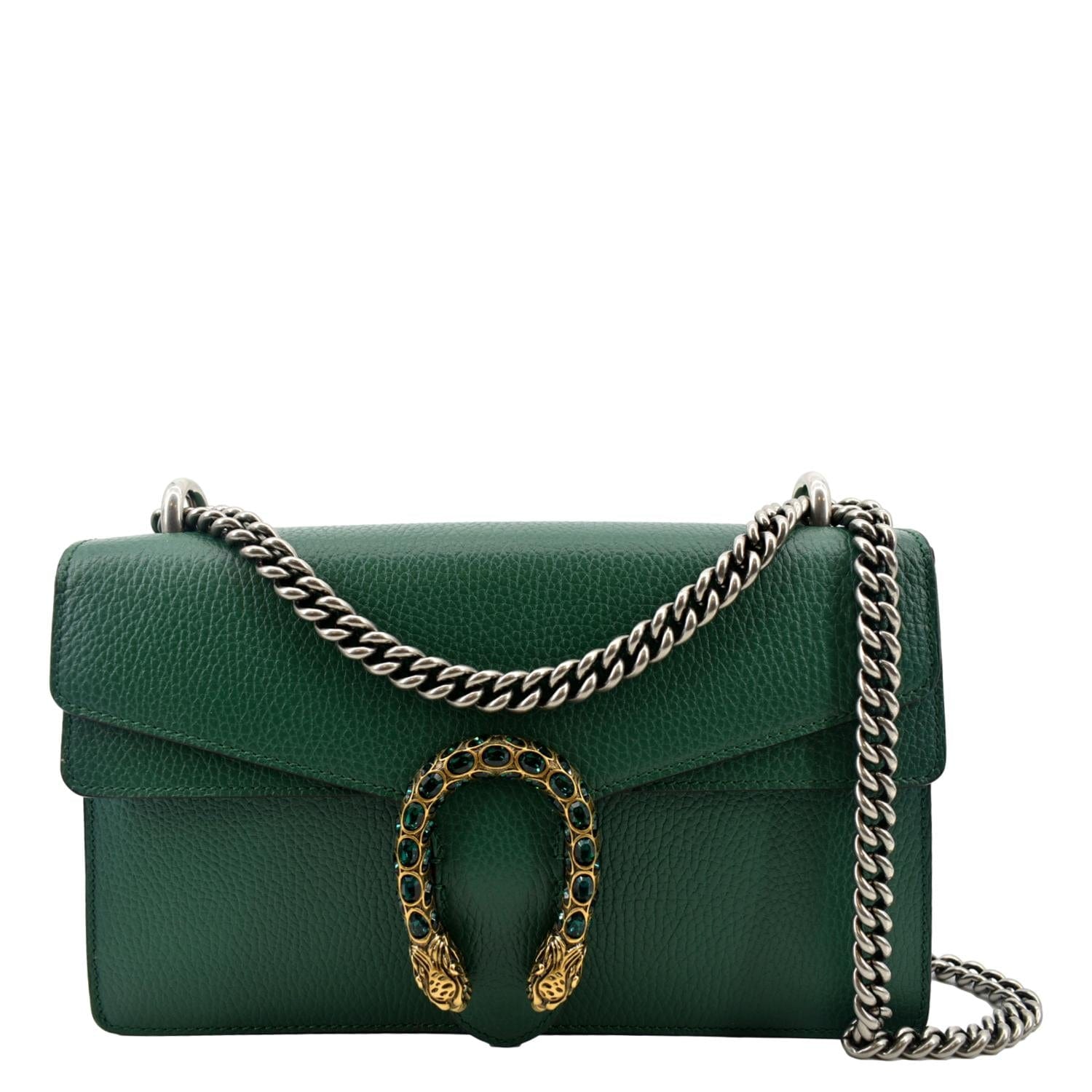 Gucci Green Small Dionysus Leather Shoulder Bag Pony-style