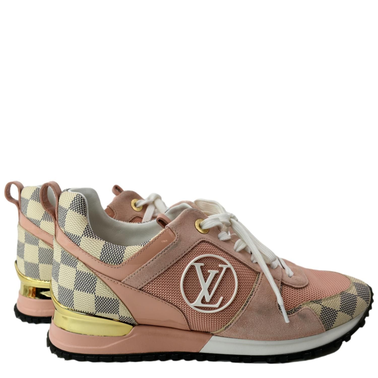 LOUIS VUITTON Runaway Suede Damier Azur Sneakers Pink