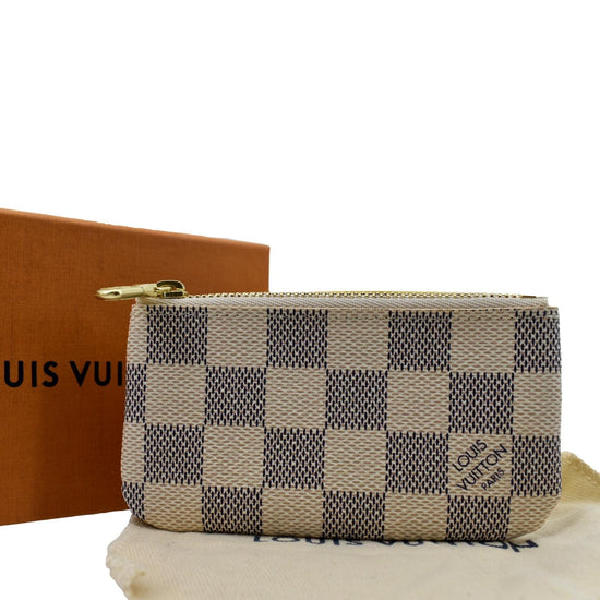 Louis Vuitton Coin case Mini Purse Damier Azur White Key Chain