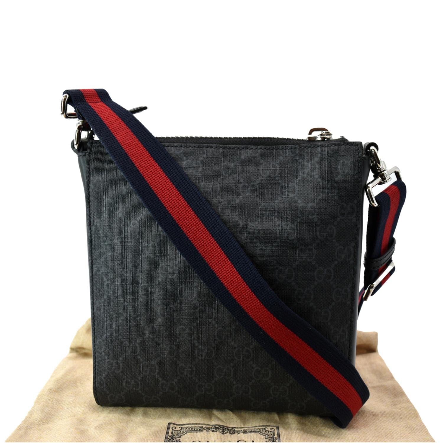 GUCCI Small GG Supreme Canvas Messenger Bag Black 523599