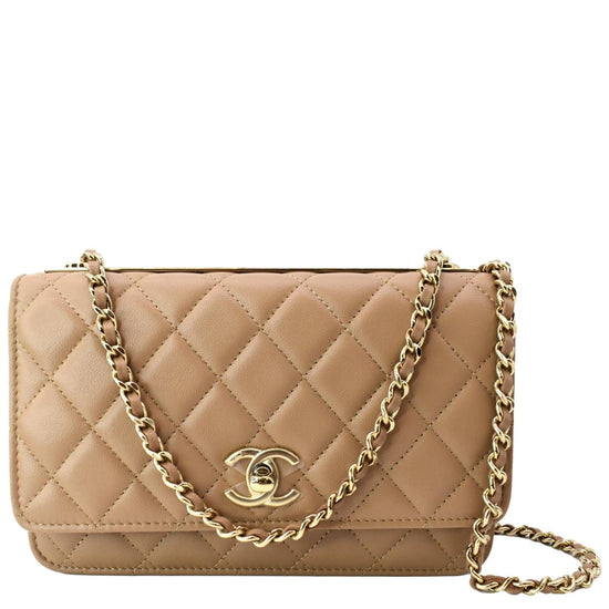 Chanel - Authenticated Wallet on Chain Double C Handbag - Leather Brown Plain for Women, Very Good Condition