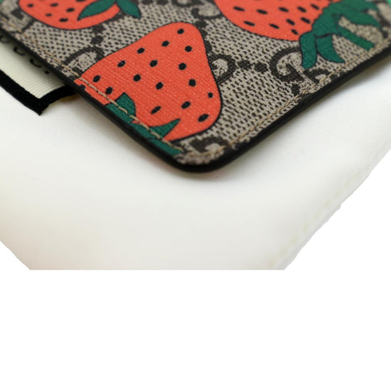 Gucci GG Key Case With Strawberry Print in Natural