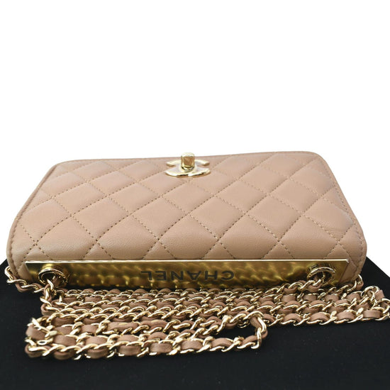 CHANEL Trendy CC Lambskin Leather Wallet On Chain Crossbody Bag Brown