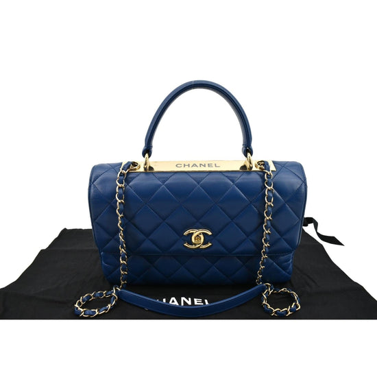 CHANEL Medium Trendy CC Flap Quilted Lambskin Shoulder Bag Blue