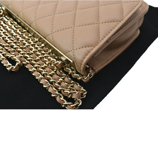 Wallet on chain leather crossbody bag Chanel Brown in Leather - 25977077