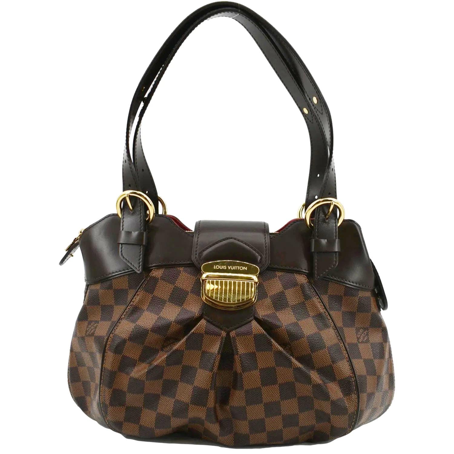 LOUIS VUITTON Sistina PM Shoulder Bag Damier Ebene Leather Brown