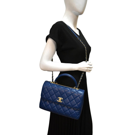 CHANEL Medium Trendy CC Flap Quilted Lambskin Shoulder Bag Blue