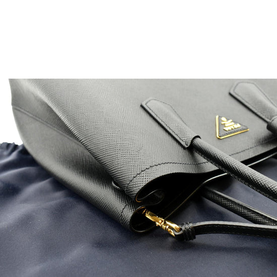 Prada Black Saffiano Leather Double Handle Tote Bag w. Red Interior rt. $2,  780