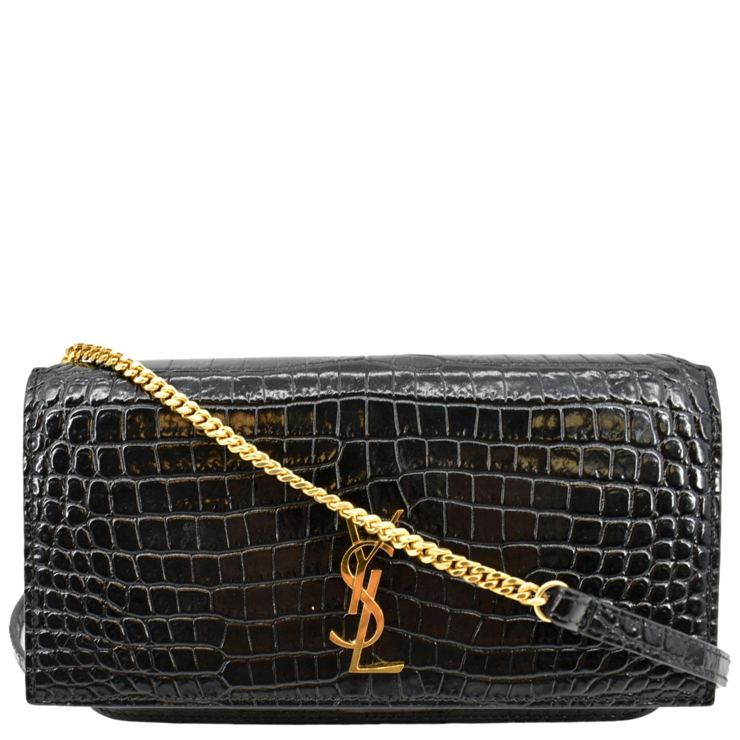 Vintage Gucci Black Crocodile Flap Women’s Shoulder Bag