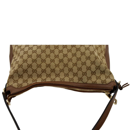 GUCCI Large Bree GG Canvas Hobo Bag Brown 449244