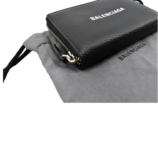 Balenciaga Black Leather Gradient Logo Small Zip Card Wallet 640535 – Queen  Bee of Beverly Hills