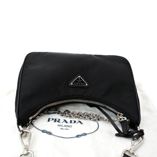 PRADA Nylon Sequin Embellished Polka Dot Re-Edition 2005 Shoulder Bag Black  1290047