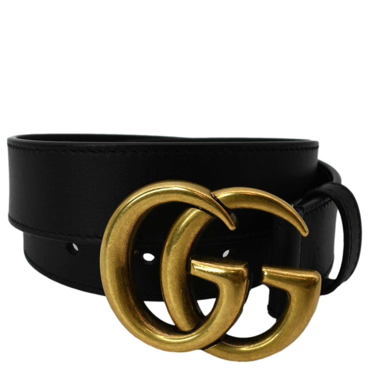 Gucci Gucci Leather Belt GG Buckle Black/Gold
