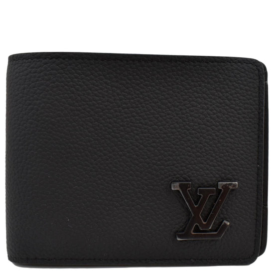 LOUIS VUITTON Multiple Aerogram Grained Calf Leather Wallet Black