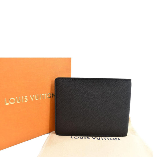 LOUIS VUITTON Multiple Aerogram Grained Calf Leather Wallet Black