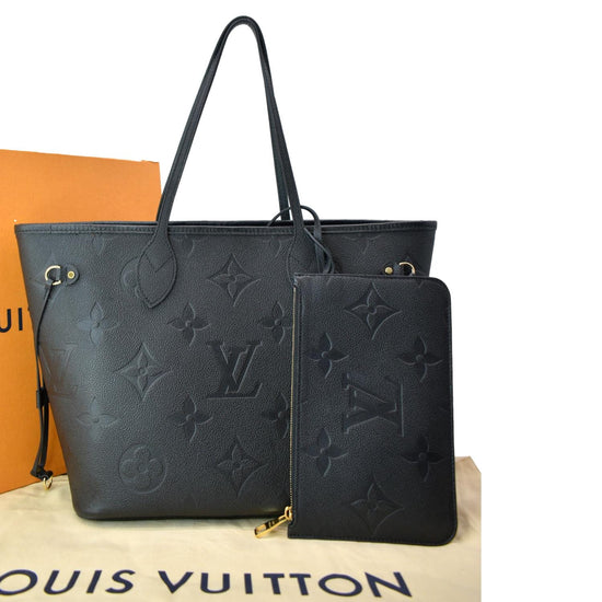 Louis+Vuitton+Neverfull+Tote+MM+Black+Leather+Empreinte for sale online