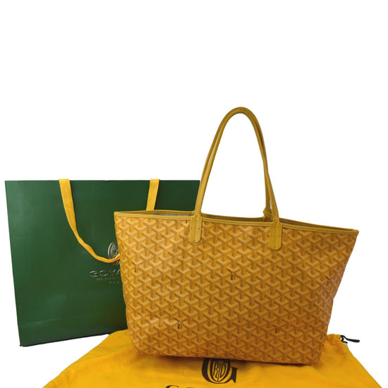 Goyard Goyardine Saint Louis GM Yellow Chevron Tote Bag