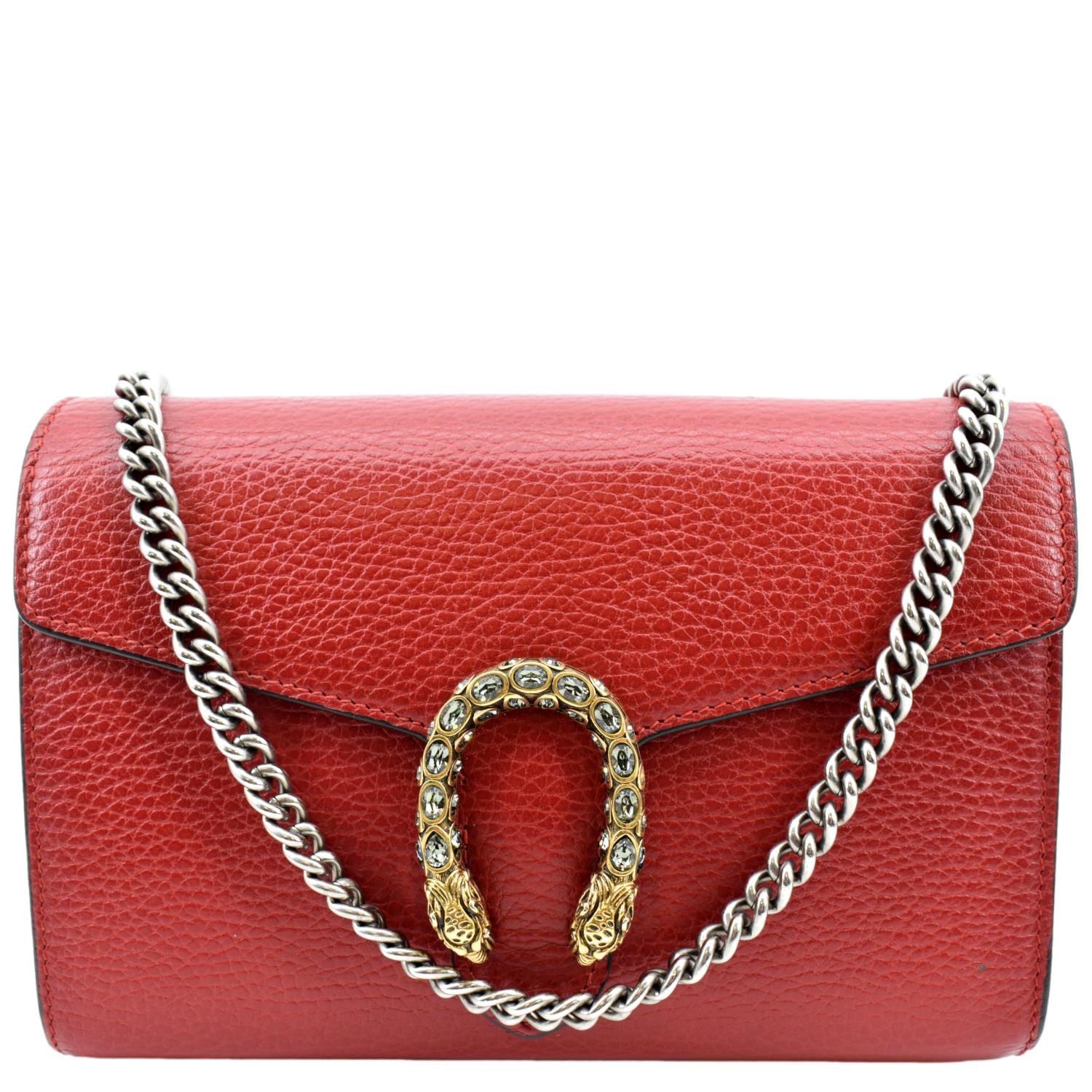 GUCCI Dionysus Mini Leather Chain Crossbody Bag Red 401231